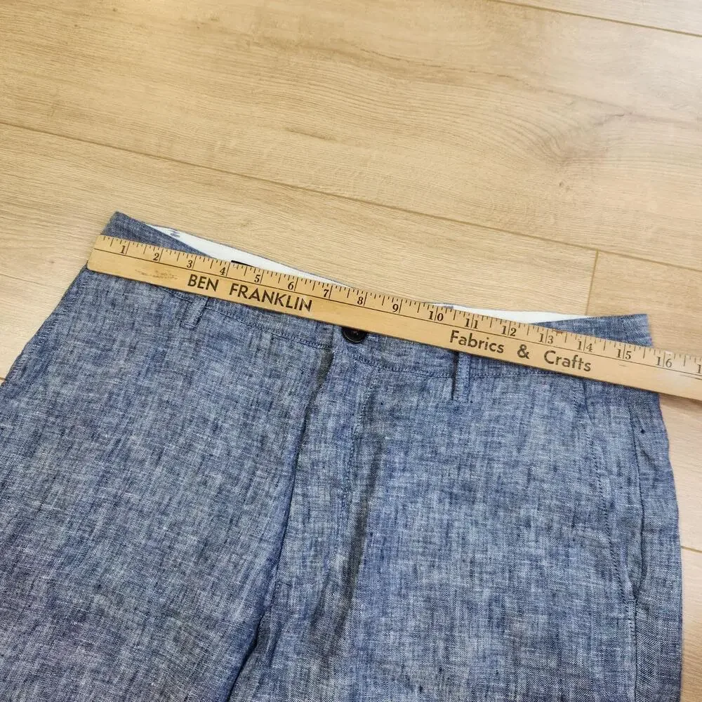 Quince Pants Mens 30x30 Blue Linen Chambray Chino Casual Summer Lightweight
